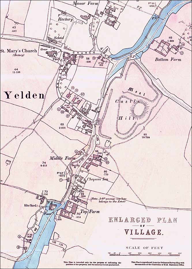 Map of the area with Yelden marked in red