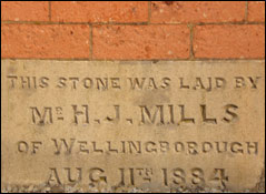 The foundation stone laid in August 1884