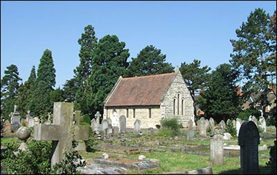 Graves in B section of the cemetery & the chapel