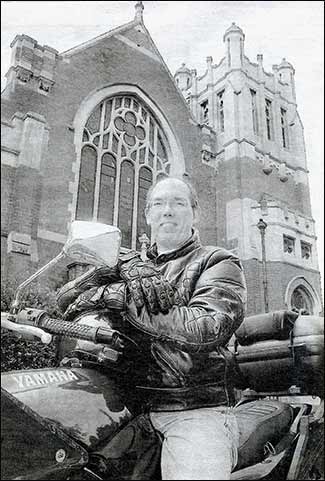 Alan Jenkins on his motorbike