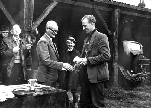 Mr Arthur Rose winner of a fishing competition in Thetford