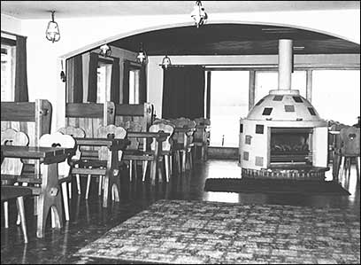 Inside the nissen-hut club house