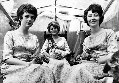Jackie Case as Carnival Queen with Jenny Wynd and Janice Lee as attendants