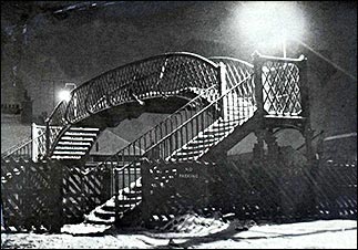 The footbridge over the line at Rushden Station