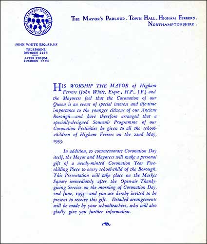 Letter from The Mayor of Higham