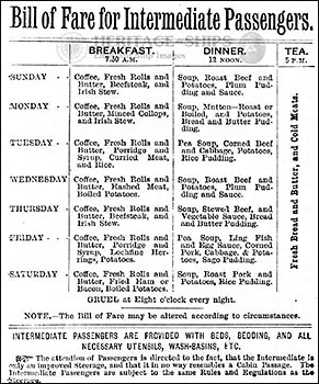 Bill of fare