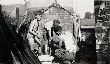 gasholders in the background